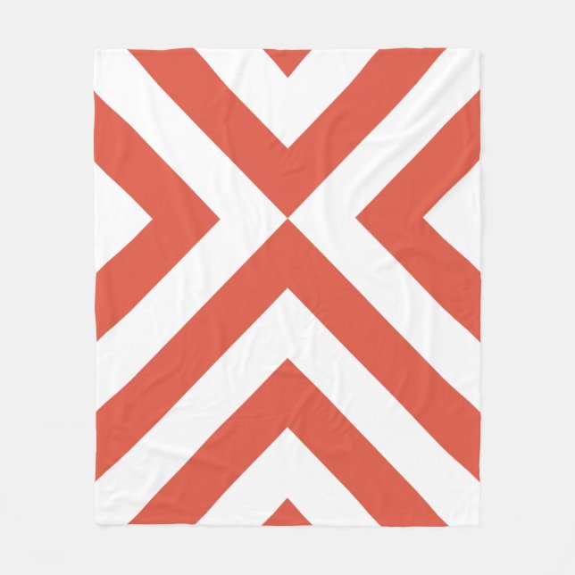 Couverture Polaire Chevrons orange et blanc (Devant)