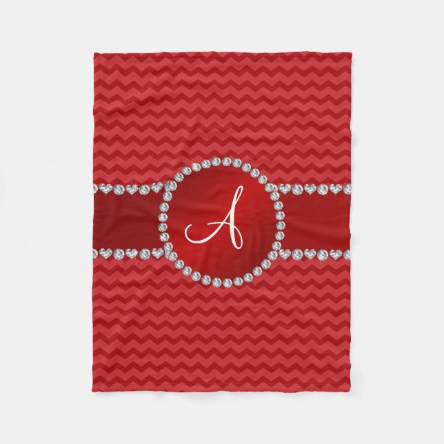 Couverture Polaire chevrons rouges monogrammes (Devant)