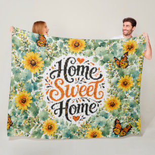 Couverture Polaire Chez Soi Eucalyptus Avec Fleurs Jaunes