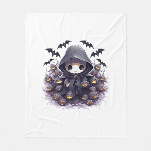 Couverture Polaire Chibi Grim Reaper Halloween - Fantastique sombre a (Devant)