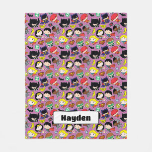 Couverture Polaire Chibi Justice League Pattern on Purple