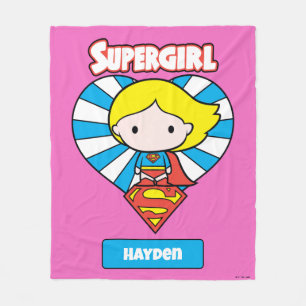 Couverture Polaire Chibi Supergirl Starburst Coeur et logo