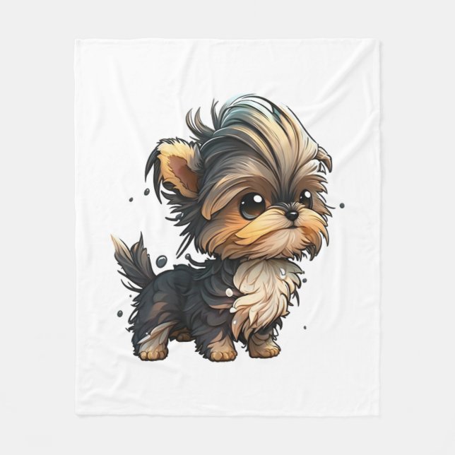 Couverture Polaire Chibi Yorkshire Terrier (Devant)