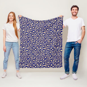 Couverture Polaire Chic Boho Anemone Motif bleu foncé