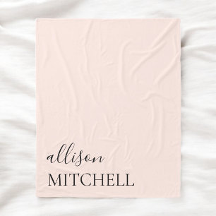 Couverture Polaire Chic calligraphie Monogramme rose
