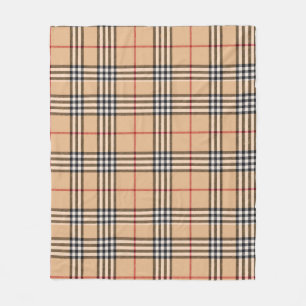 Couverture Polaire Chic Carreaux Marron Chaud Fond Blanc Noir Brun Ta