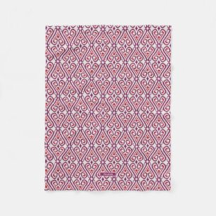 Couverture Polaire Chic coloré rouge et violet ikat damask motifs
