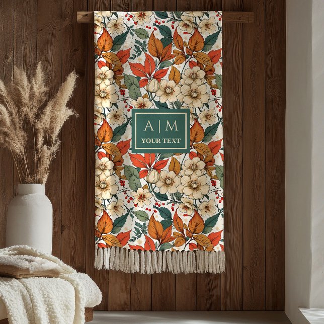 Couverture Polaire Chic Fall Floral Sage Olive Rusty Terracotta Cozy  (Chic Fall Floral Sage Olive Rusty Terracotta Cozy Blanket)