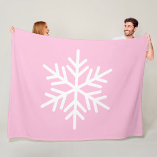Couverture Polaire Chic Festif Flocon de Neige Alpin Blanc sur Fond R