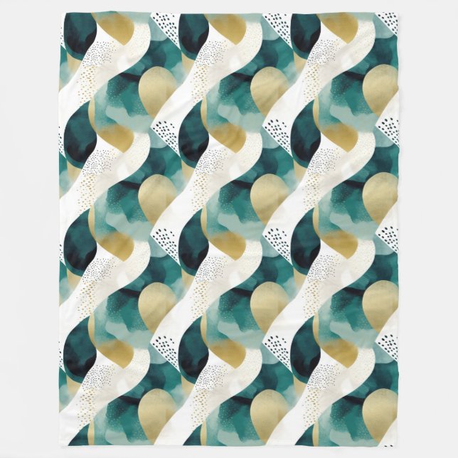 Couverture Polaire Chic Gold Green White Abstrait (Devant)