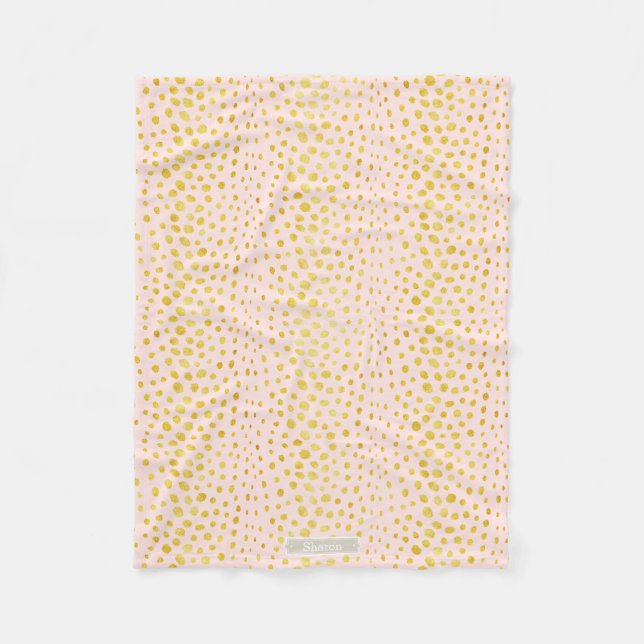 Couverture Polaire Chic imprimé faux or pailleté guépard monogramme (Devant)