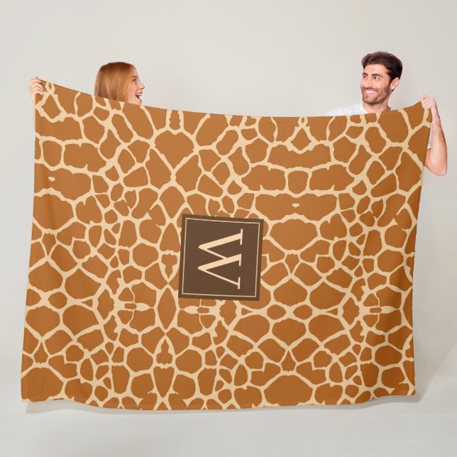 Couverture Polaire Chic moderne Giraffe Imprimer Monogramme (En situation)