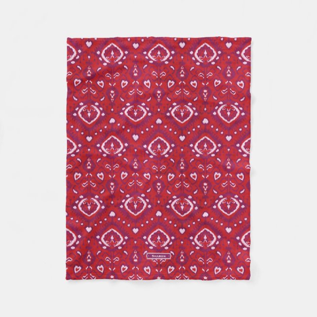 Couverture Polaire Chic motifs tribaux kat rouge et violet (Devant)