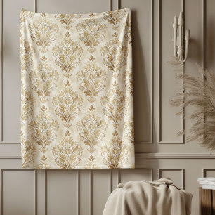 Couverture Polaire Chic Orné de Damas d'ivoire Motifs subtils d'aquar