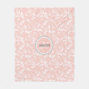 Couverture Polaire chic rose pâle nom monogramme