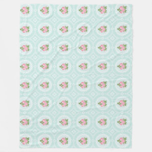 Couverture Polaire Chic Roses roses roses Turquoises Grandes
