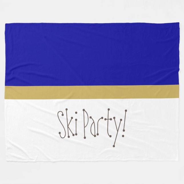 Couverture Polaire Chic Royal Blue Blanc Whimsical Ski Party (Devant (Horizontal))
