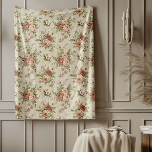 Couverture Polaire Chic Style Cottage intemporel fané Élégance floral