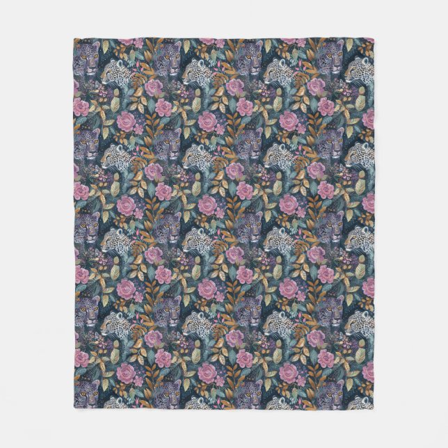 Couverture Polaire Chic teint rose léopard motif (Devant)