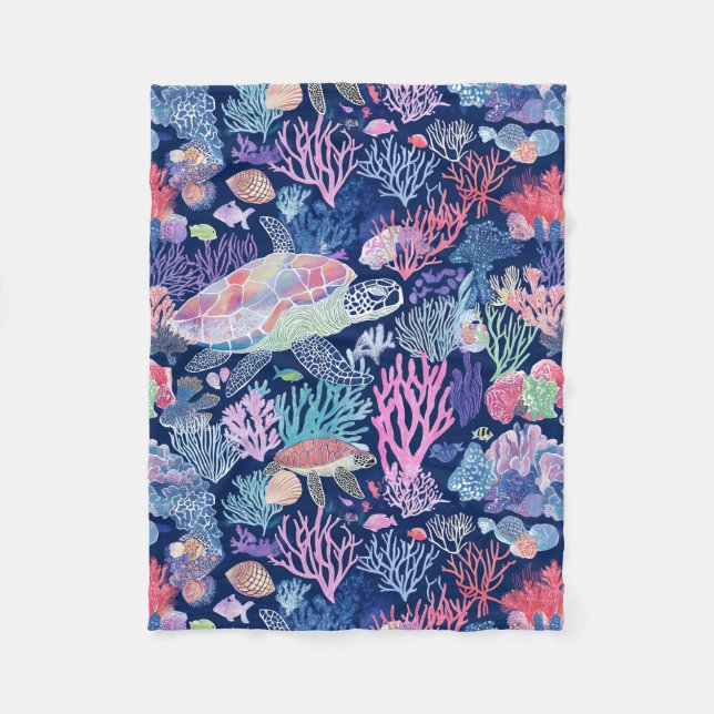 Couverture Polaire Chic tortue colorée (Devant)
