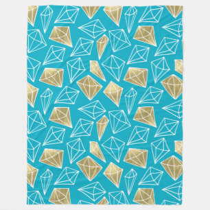 Couverture Polaire Chic Turquoise Aqua Blue Gold Diamonds Noël