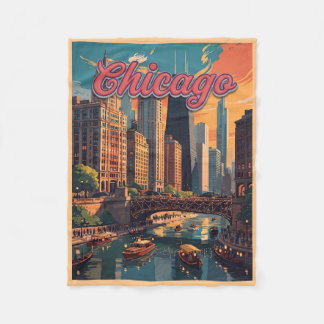 Couverture Polaire Chicago Skyline Riverfront