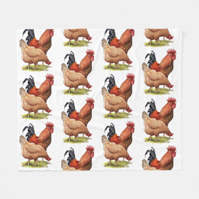 Couverture Polaire Chicken And Rooster Art, Poultry, Farm Animals (Devant (Horizontal))