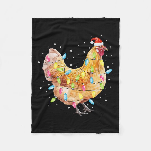 Couverture Polaire Chicken Christmas Lights Santa Hat Chicken Farm An (Devant)