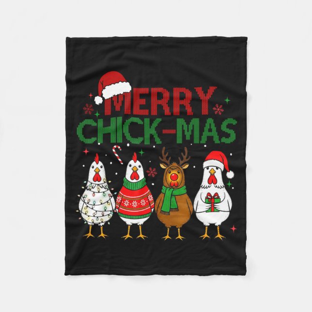 Couverture Polaire Chicken Christmas Santa Hat Merry Chickmas Xmas Fa (Devant)