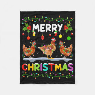 Couverture Polaire Chicken Merry Christmas Lights Santa Hat Funny Chi