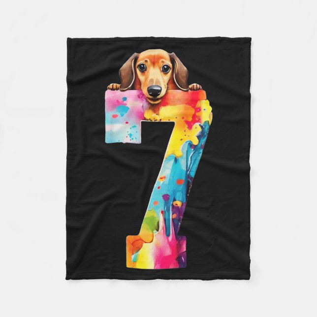 Couverture Polaire Chien 7 Ans Dachshund Anniversaire (Devant)