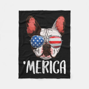 Couverture Polaire Chien à chien français 4 juillet Drapeau américain