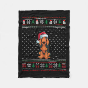 Couverture Polaire Chien à la chaîne portant le chapeau de Santa Hat