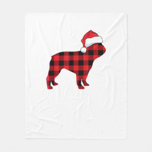 Couverture Polaire Chien à taureaux français de Noël Chapeau rouge de