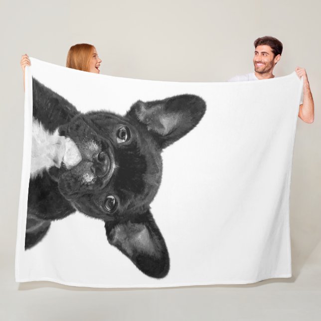 Couverture Polaire Chien adorable | Black French Bulldog Face (En situation)