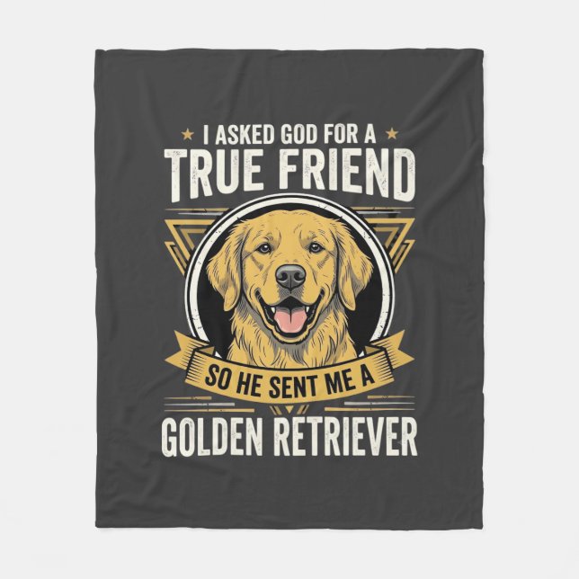 Couverture Polaire Chien Ami Véritable Golden Retriever (Devant)