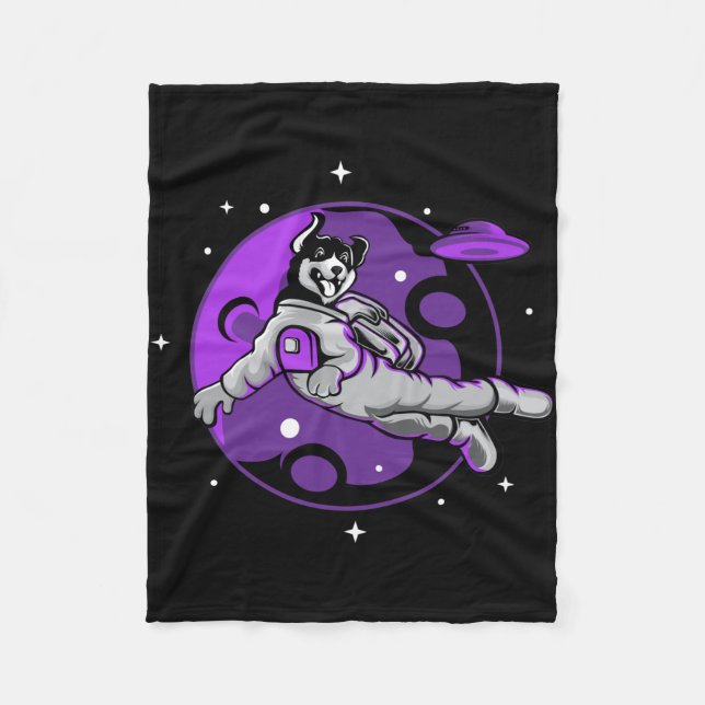 Couverture Polaire Chien astronaute volant dans l'espace (Devant)