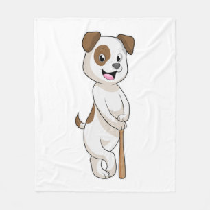 Couverture Polaire Chien au baseball avec batte de baseball