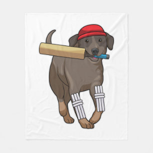 Couverture Polaire Chien au cricket avec batte de cricket
