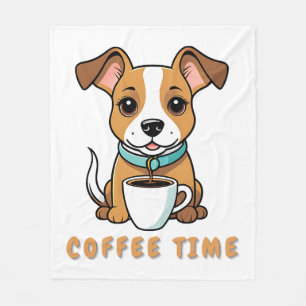 Couverture Polaire chien avec une tasse de café