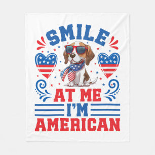 Couverture Polaire Chien Beagle patriotique pour 4 juillet