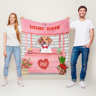 Couverture Polaire Chien beagle Valentine's Day Kissing Booth