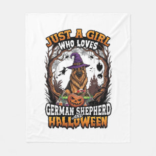Couverture Polaire Chien berger allemand Halloween Chapeau de sorcièr