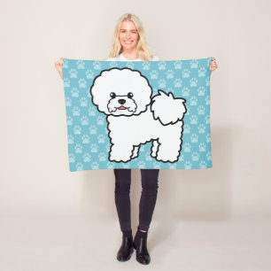Couverture Polaire Chien Bichon Frise de dessin animé mignon