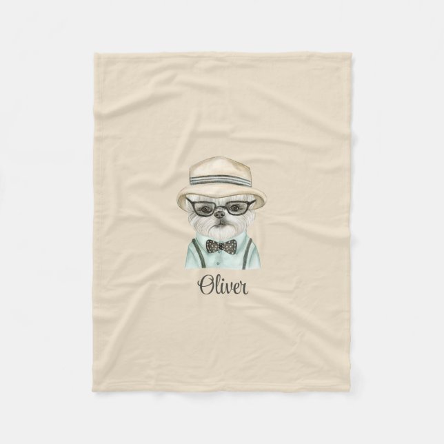 Couverture Polaire Chien blanc Malteser Baby Boy Fun Puppy (Devant)