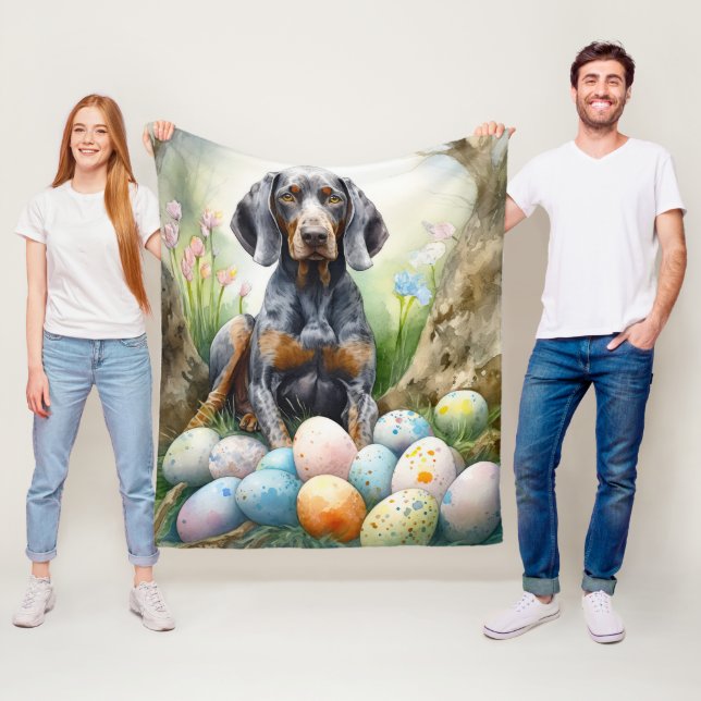 Couverture Polaire Chien Bluetick Coonhound avec Vacances de Œufs de  (En situation)