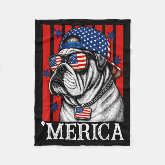 Couverture Polaire Chien Bouledogue Américain 4 Juillet Patriotique