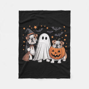 Couverture Polaire Chien Bouledogue Anglais Sorcière Fantôme Citrouil