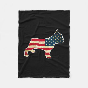 Couverture Polaire Chien Bouledogue Français 4 Juillet Drapeau Améric