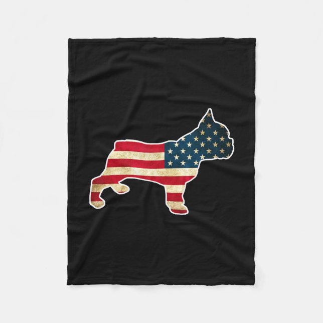 Couverture Polaire Chien Bouledogue Français 4 Juillet Drapeau Améric (Devant)